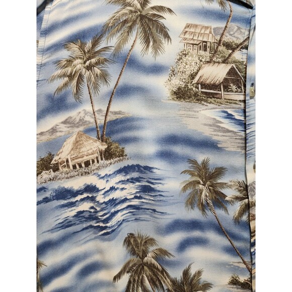 CROFT & BARROW MENS XL BLUE PALM TREE SHIRT VTG VACATION TROPICAL BEACH PARADISE - Picture 4 of 15